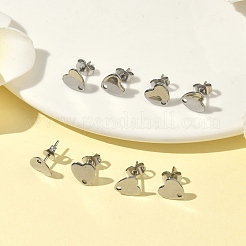 Non-Tarnish 304 Stainless Steel Heart Stud Earring Findings&nbsp;STAS-R063-37