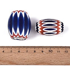 手作りのミルフィオリガラス樽ビーズ  シェブロンビーズ  ミッドナイトブルー  35~40x20~30mm  穴：3~10mm&nbsp;LS-LA-N002-30A