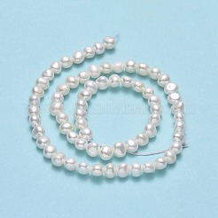 天然養殖淡水パールビーズ連売り  研磨両側  リネン  5x5.5~6x4.5~5mm  穴：0.7mm  約67個/連  13.98''（35.5センチメートル）&nbsp;PEAR-A005-09-01-X