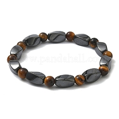 Round Natural Tiger Eye Stretch Bracelets&nbsp;X-BJEW-G072-14