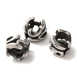 304ステンレススチールヨーロピアンビーズ  大穴ビーズ  ナゲット  アンティークシルバー  7x5.5mm  穴：4mm&nbsp;STAS-A080-34AS