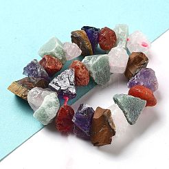 Raw Rough Natural Amethyst & Tiger Eye & Green Aventurine & Rose Quartz & Carnelian Beads Strands&nbsp;G-P528-A11-01