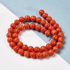 合成マラカイト染色ビーズ連売り  ラウンド  レッドオレンジ  8mm  穴：1.2mm  約47~48個/連  14.96''~15.16''（38~38.5センチメートル）&nbsp;G-P507-02A-02