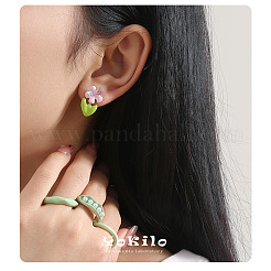 Brass Enamel Stud Earrings&nbsp;WG69E6D-01