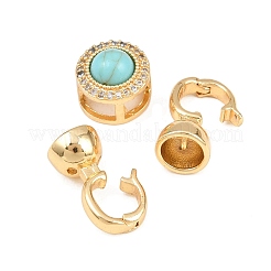 Brass Micro Pave Clear Cubic Zirconia Fold Over Clasps&nbsp;KK-U059-63G