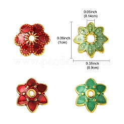 40 個 4 スタイル合金エナメルビーズキャップ  6枚の花びらの花  ミックスカラー  10個/スタイル&nbsp;ENAM-YW0003-97