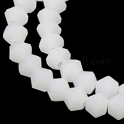 模造翡翠すりガラスビーズ連売り  多面カット双円錐形  ホワイト  4.5x3.5~4mm  穴：1mm  約75~78個/連  28~29cm&nbsp;X1-GLAA-F029-JM4mm-B06