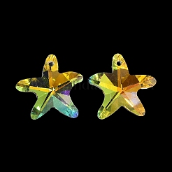 ガラスチャーム  ヒトデ  ABカラー  多面カット  クリアAB  19.5x20.5x8.5mm  穴：1.4mm&nbsp;GLAA-I057-03B