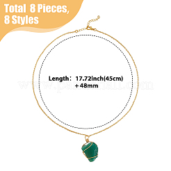 8Pcs 8 Styles Nuggets Natural Mixed Gemstone Pendant Necklaces Set for Women&nbsp;NJEW-FI0001-47