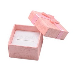 厚紙のリングボックス  サテンリボンは、外部ちょう結びに  正方形  ミックスカラー  41x41x26mm&nbsp;X-CBOX-G003-08