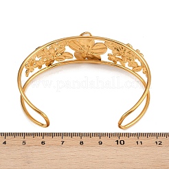 Flower 304 Stainless Steel Cuff Bangles for Women&nbsp;BJEW-A049-02G