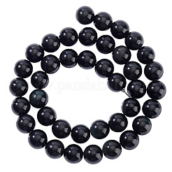 天然石オブシディアンビーズ連売り  ラウンド  グレードA  8mm  穴：1mm  約49個/連  15.7インチ  1連 /セット&nbsp;G-PH0028-8mm-14