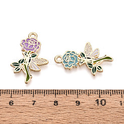 合金エナメルチャーム  花  鉛フリー＆カドミウムフリー  ライトゴールド  27.5x17.5x1mm  穴：1.8mm&nbsp;ENAM-N062-11KCG