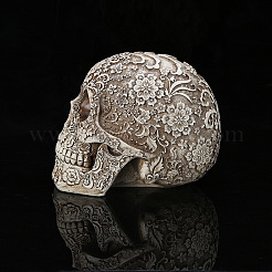 樹脂花頭蓋骨医療モデル彫像  ハロウィンの装飾  フローラルホワイト  200x135x160mm&nbsp;PW-WG24131-01