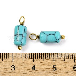 合成ターコイズ柱ペンダント  金色の304ステンレススチールループが付いた幾何学的なチャーム  17.5x6x6mm  穴：2mm&nbsp;STAS-H221-04G-07