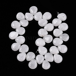 天然石ホワイトジェイドビーズ連売り  ティアドロップ  トップ掘削  12~12.5x10~11x5~5.5mm  穴：1~1.2mm  約33個/連  8.86~10.2''（22.5~25.5センチメートル）&nbsp;G-T138-115