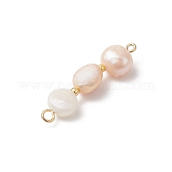Three-Color Natural Pearl Potato Beaded Connector Charms&nbsp;PALLOY-JF04901