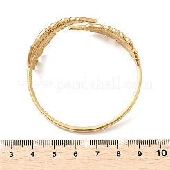 女性用304ステンレススチールカフバングル  18KGP本金メッキ  葉  7/8インチ（2.25cm）  内径：2インチ（5.05cm）&nbsp;BJEW-B120-07G-01