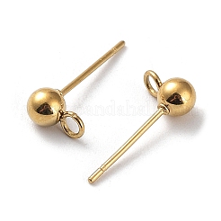 イオンプレーティング（IP）304ステンレススチールスタッドピアス金具  開ループあり  ラウンド  18KGP本金メッキ  16x4mm  穴：1.8mm  ピン：0.7mm&nbsp;STAS-M323-01A-G