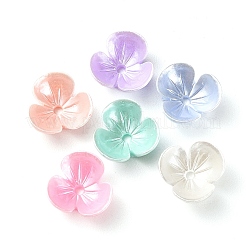 樹脂模造パールビーズキャップ  3花びら  花  ミックスカラー  10x10x4mm  穴：1.4mm  約50個/袋&nbsp;RESI-YW0001-26