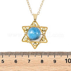 4Pcs 4 Styles Natural Amethyst & Heated Citrine & Apatite & Dyed Green Jade Copper Wire Wrapped Hexagram Pendant Brass Cable Chain Necklaces for Women&nbsp;NJEW-TA00258