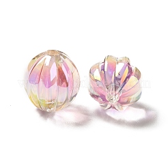 ツートン UV メッキ レインボー虹色アクリル ビーズ  カボチャ  ピンク  15.5x14.5~15mm  穴：2.7~2.8mm&nbsp;TACR-D010-05B