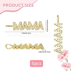 5Pcs Brass Micro Pave Clear Cubic Zirconia Pendants&nbsp;KK-SZ0007-42