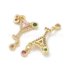 Brass Micro Pave Cubic Zirconia Pendants&nbsp;KK-C252-12G