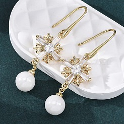 Brass Micro Pave Clear Cubic Zirconia Dangle Stud Earrings&nbsp;EJEW-F362-08G