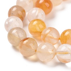 Natural Yellow Hematoid Quartz/Golden Healer Quartz Beads Strands&nbsp;G-E571-05B