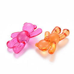 透明なアクリルビーズ  クマ  ミックスカラー  37x28x13mm  穴：2.5mm&nbsp;X-MACR-S373-01B