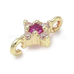 真鍮製ラインストーンペンダント  花のチャーム  14KGP本金メッキ  7x12.5x3mm&nbsp;RB-CBAA948-03G