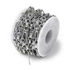 304ステンレススチール楕円リンクチェーン  溶接されていない  スプールで  ステンレス鋼色  リンク：20x5x1mm＆7x5x2.5mm&nbsp;CHS-G047-01P