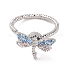 Colorful Cubic Zirconia Dragonfly Rotating Ring&nbsp;RJEW-B050-02P