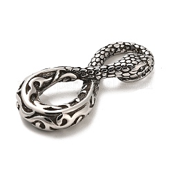 チベット風 304 ステンレススチールペンダント  無限大  アンティークシルバー  42.5x19x6mm  穴：14x6mmと13x8mm&nbsp;STAS-M334-18AS