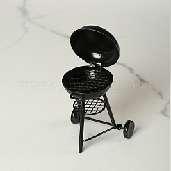 プラスチック製バーベキューグリルのミニチュア装飾品  マイクロランドスケープドールハウスアクセサリー  ブラック  55x47x86mm&nbsp;PW-WGFFD91-01