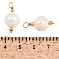 天然真珠のペンダント  304ステンレススチール製金具付き  ジャガイモのチャーム  イオンプレーティング（ip）  フローラルホワイト  18KGP本金メッキ  20.5~23x10.5~11x10.5~11mm  穴：3mm&nbsp;PA-CBA0A45-10G