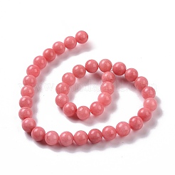 天然石マレーシアジェイドビーズ連売り  模造菱マンガン鉱  ラウンド  染め  鮭色  8mm  穴：1mm  約48個/連  15インチ&nbsp;G-A146-8mm-B08