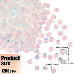50g UVメッキプラスチックチャーム  虹色の  シェル形状  淡いターコイズ  14x12x1.5mm  穴：1.2mm  約1250個/50g&nbsp;KY-CY0001-08B