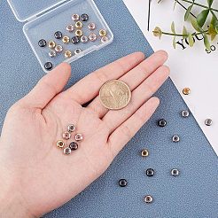 真鍮ビーズ  内部のゴムと  スライダービーズ  ロンデル  ミックスカラー  7x3.5mm  穴：2mm  4色  10個/カラー  40個/箱&nbsp;KK-FH0001-22