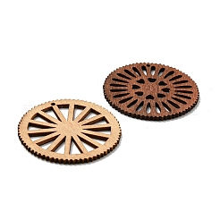 染色＆無染色ウッドビッグペンダント  フラットラウンド  ミックスカラー  50x2mm  穴：2~2.5mm&nbsp;WOOD-X0004-17