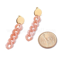 女性のための分厚いアクリルカーブチェーンロングダングルスタッドピアス  ミックスカラー  57x12mm  ピン：0.7mm&nbsp;EJEW-JE04771