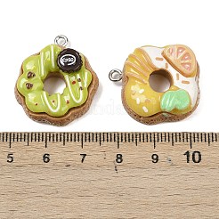 不透明樹脂ペンダント  ドーナツ  プラチナアイアンループ付き  ミックスカラー  25.5~27.5x22~24x10.5~13mm  穴：2mm&nbsp;FIND-Z104-02P