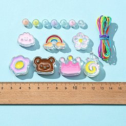 透明なアクリルビーズ  エナメルとゴム紐付き  クラウド & ロリポップ & ポーチド  ミックスカラー  1~28x1~29.5x1~10.5mm  穴：1.5~3.5mm  162個/箱&nbsp;OACR-FS0001-14