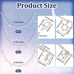 6Pcs 3 Style Alloy Rhinestone Shoe Chains&nbsp;FIND-CP0001-38