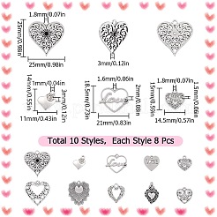 80Pcs 10 Styles Tibetan Style Alloy Pendants&nbsp;FIND-SC0007-73