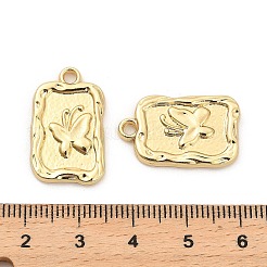 ラックメッキ合金ペンダント  蝶のチャームが付いた長方形  ゴールドカラー  23x14x2.5mm  穴：2mm&nbsp;PALLOY-Q005-08G