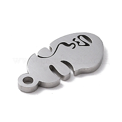 変色しにくい304ステンレススチールペンダント  抽象的な顔  ステンレス鋼色  16.5x8.5x1mm  穴：1.5mm&nbsp;STAS-F271-09A-P