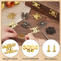 8色合金ヒンジ2個  ワードローブドアアクセサリー  ネジ付き  ミックスカラー  39.5x31.5x6mm  4個/カラー&nbsp;FIND-GA0007-01