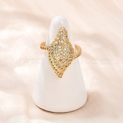 Brass Micro Pave Cubic Zirconia Cuff Rings for Women&nbsp;RJEW-L132-03G-01